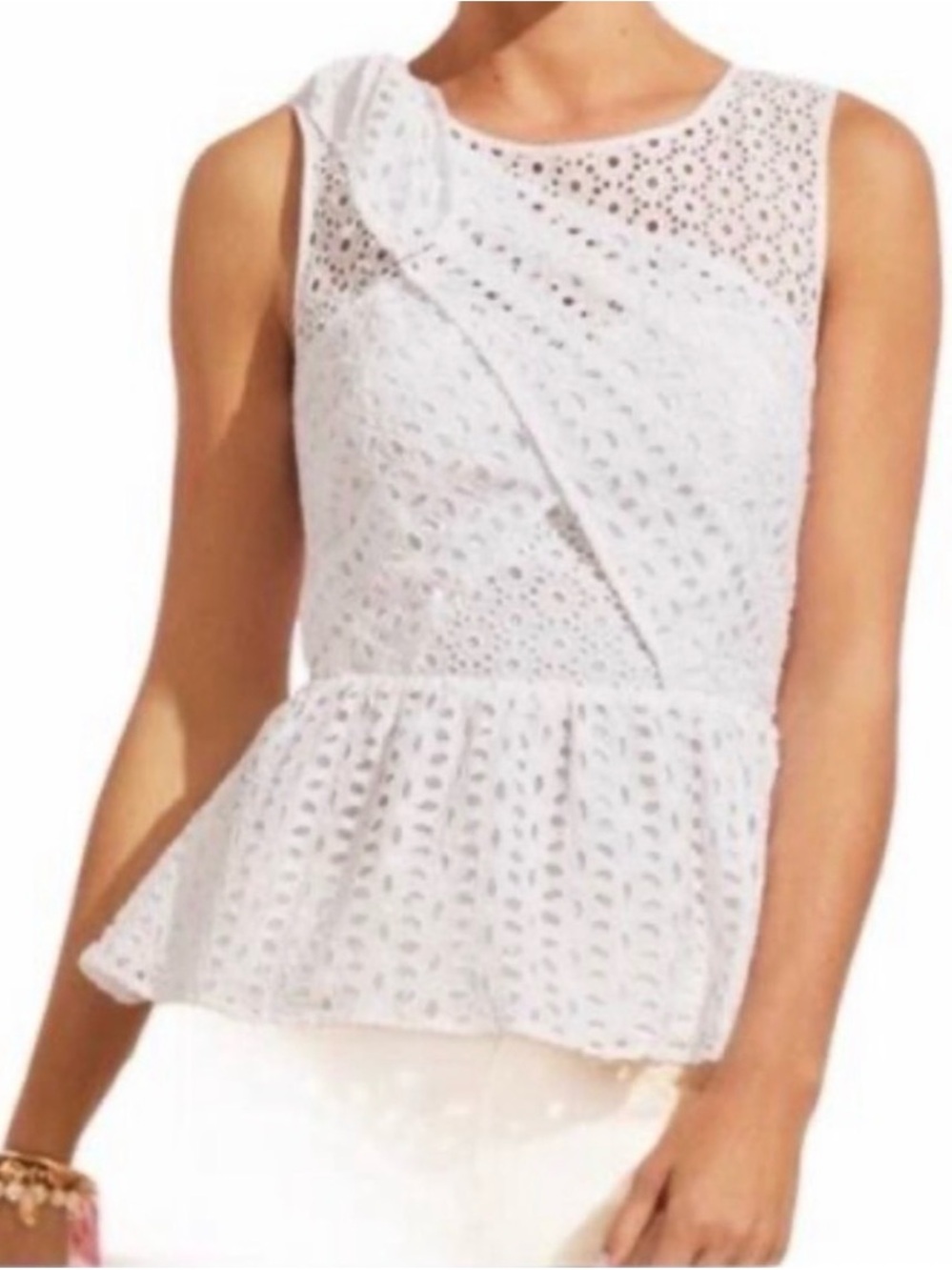 Lilly Pulitzer - White Eyelet Peplum Tank Top